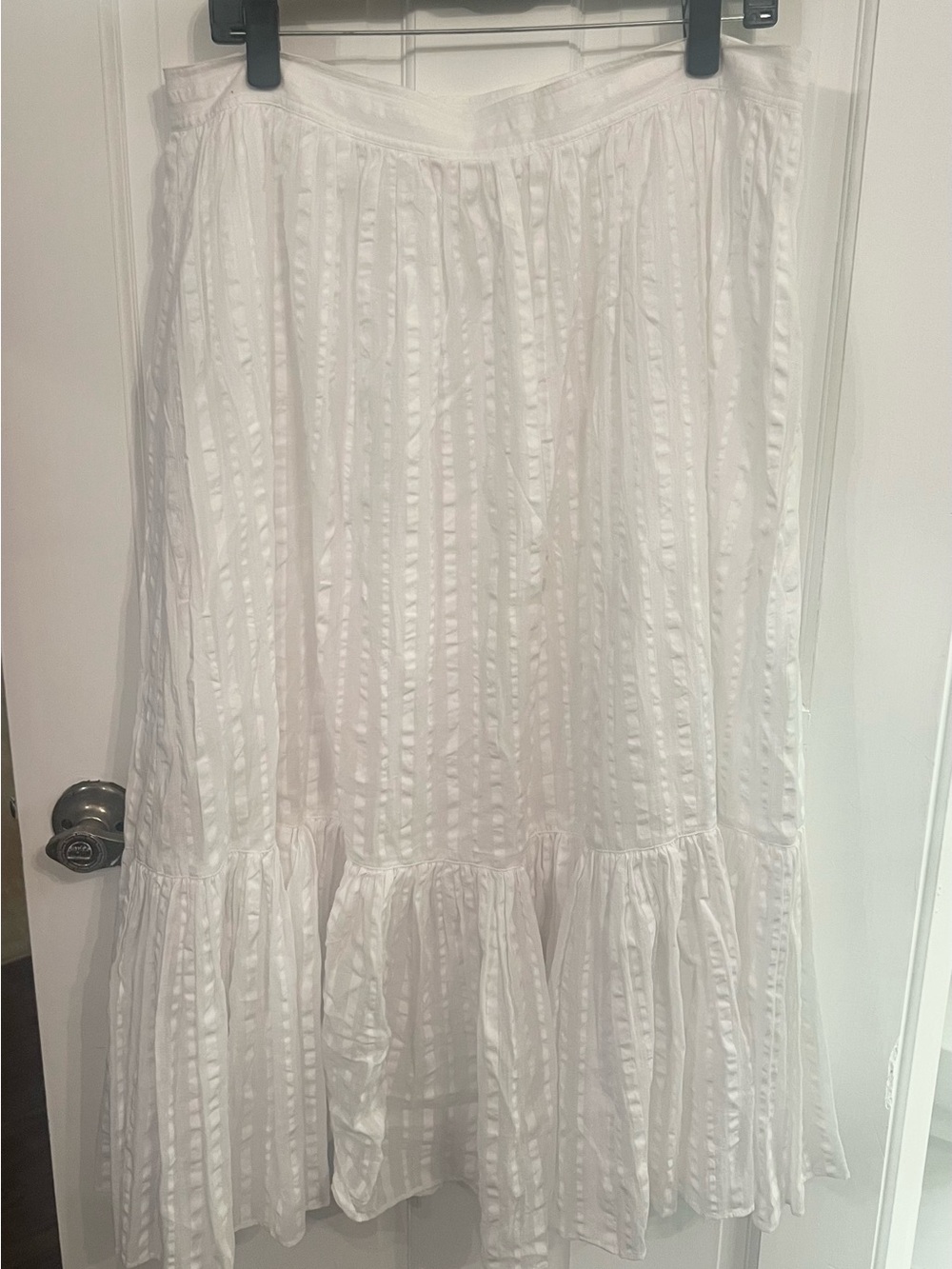 Tory Burch White Textured Tiered Maxi Skirt